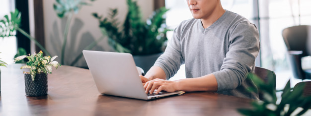 asian man using laptop computer connect with high speed internet 5g wireless connection technology work from home 29393 471